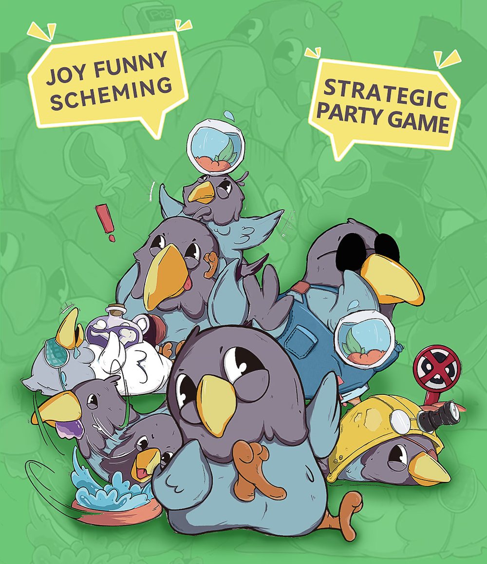 Crow Drinks Water cartoon crow key art